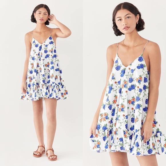 Caroline Constas Laurel Dress in White Blue Vacation Floral. Worn once. - Picture 1 of 8